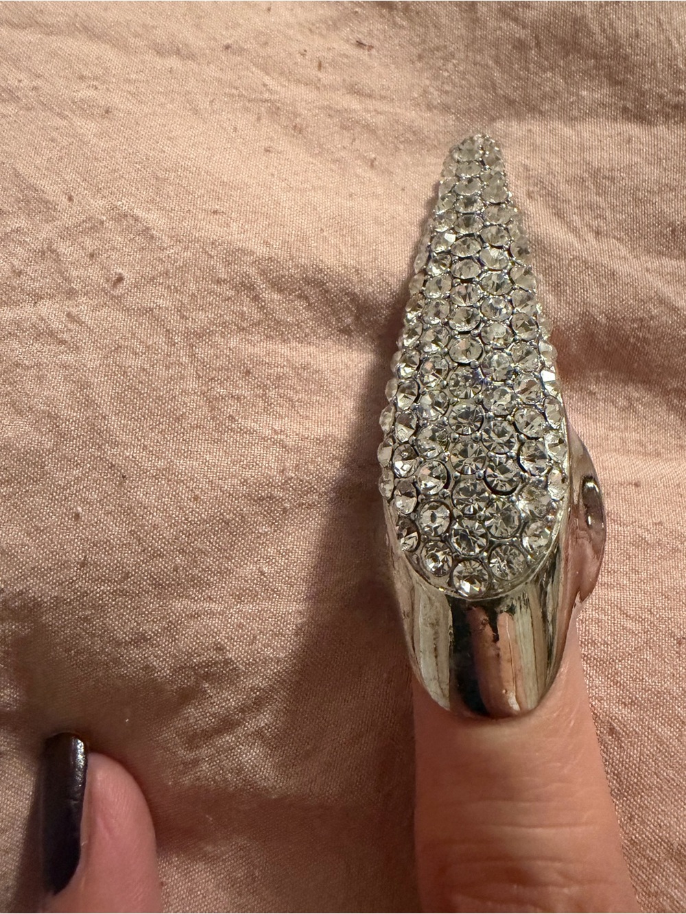 Silver Crystal Pave Pointed Statement Ring